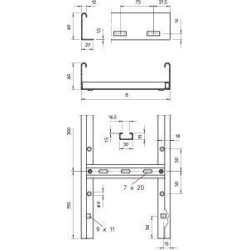 Лоток лестничный 600х60 L3000 сталь 1.5мм LG 660 VS 3 FT гор. оцинк. OBO 6208578