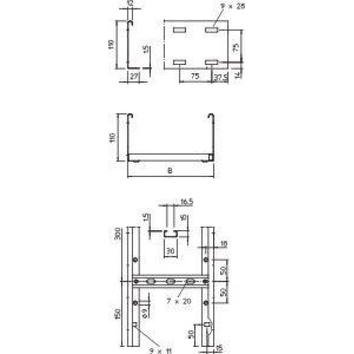 Лоток лестничный 400х110 L3000 сталь 1.5мм LG 114 VS 3 FS OBO 6216410