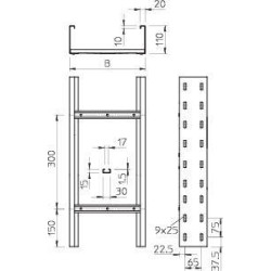 Лоток лестничный 600х110 L6000 сталь 2мм WKLG 1160 FT OBO 6311075