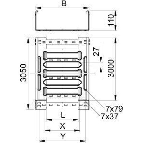 Лоток листовой перфорированный 300х110 L3050 сталь 1мм MKSM 130 FS OBO 6059162