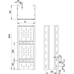 Лоток листовой перфорированный 200х160 L6000 сталь 2мм WKSG 162 FT OBO 6098550