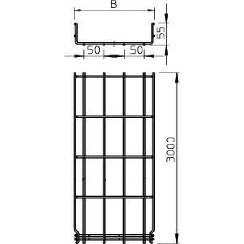 Лоток проволочный 400х55 L3000 сталь 4.8мм GRM 55 400VA4301 OBO 6001080