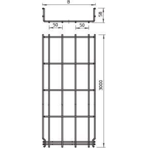 Лоток проволочный 50х55 L3000 сталь 3.9мм GRM 55 50 G оцинк. OBO 6001441