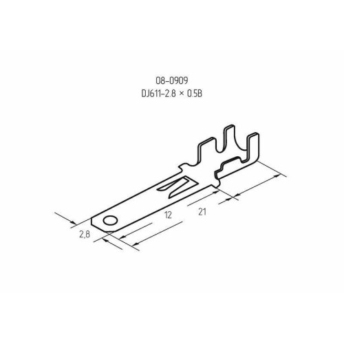 Клемма плоская (штекер-2.8мм) 1-1.5кв.мм (DJ611-2.8х0.5B) Rexant 08-0909