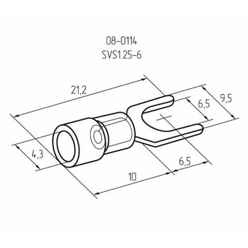 Наконечник вилочный изолированный 0.5-1.5кв.мм. d6.4мм B=10.8мм (уп.100шт) Rexant 08-0114