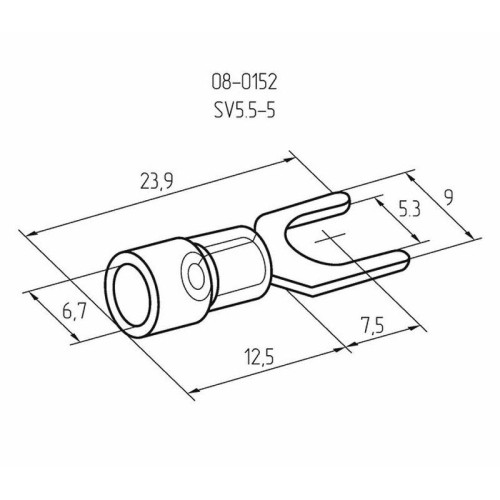 Наконечник вилочный изолир. (НВИ - 5.3мм) 4-6кв.мм (SVS5.5-5; VS5.5-5) REXANT 08-0152