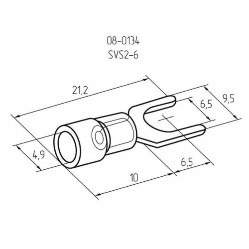 Наконечник вилочный изолир. (НВИ - 6.5мм) 1.5-2.5кв.мм (SVS2-6; VS2-6) REXANT 08-0134