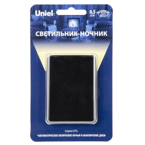 Светильник-ночник DTL-320 Прямоугольник/Black/Sensor с фотосенсором (день-ночь) черн. Uniel UL-00007222