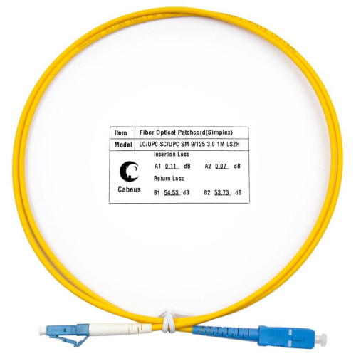 Шнур оптический FOP(s)-9-LC-SC-1m simplex LC-SC 9/125 sm 1м LSZH Cabeus 7377c