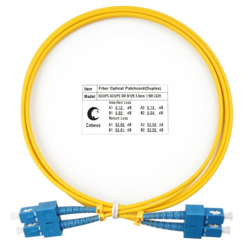 Шнур оптический FOP(d)-9-SC-SC-1.5m duplex SC-SC 9/125 sm 1.5м LSZH Cabeus 7539c