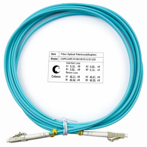 Шнур оптический FOP-50-LC-LC-3м duplex LC-LC 50/125мм OM3 3м LSZH Cabeus 7339c