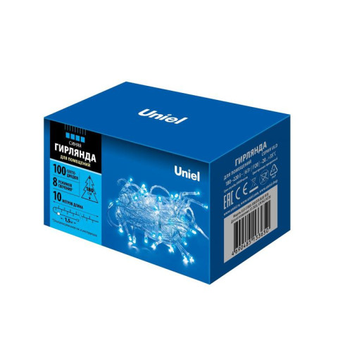 Гирлянда LED ULD-S1000-100/DTA BLUE IP20 10м 100 диодов син. свет провод прозр. Uniel UL-00007197