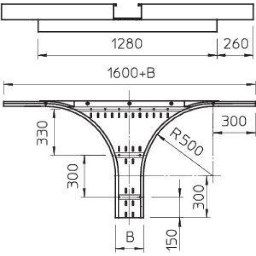 Ответвитель T-образный/крест. 500х110 WRAA 150 FT OBO 6098457