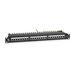 Патч-панель 19дюйм 1U 24 порта RJ45 кат.5E Dual IDC PL-24-Cat.5e-SH-Dual IDC полностью экранир. Cabeus 7002c