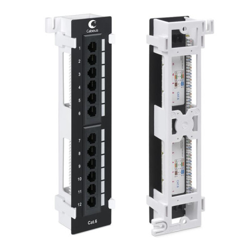 Патч-панель настенная 12 портов RJ45 кат.6 с подставкой Dual IDC Cabeus 7954c