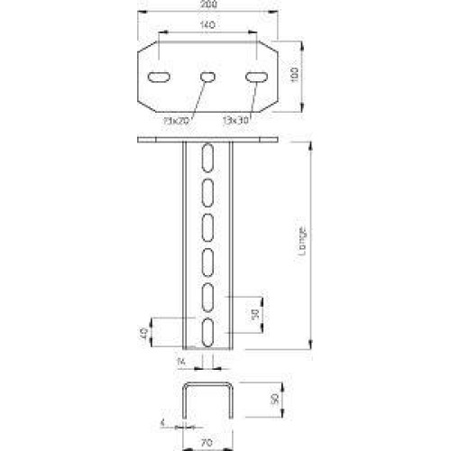 Стойка потолочная US 7 1100мм гор. цинк US 7 K 110 FT OBO 6339190