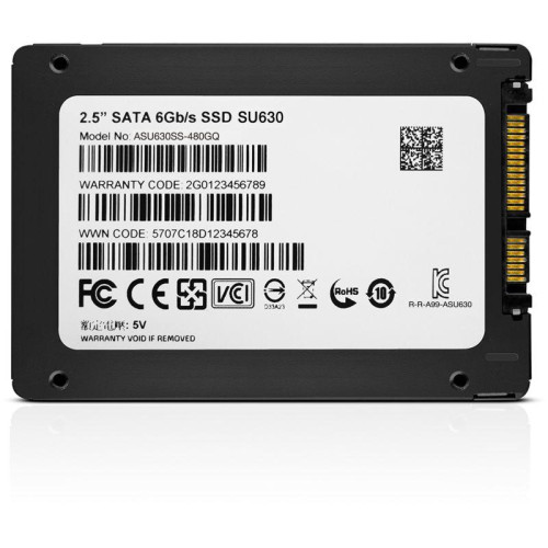 Накопитель твердотельный ASU630SS-480GQ-R 480GB SSD SU630 QLC 2.5дюйм SATAIII 3D NAND / without 2.5 to 3.5 brackets ADATA 1000517888