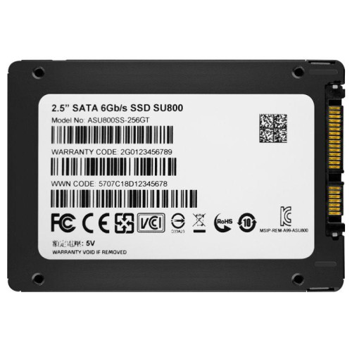 Накопитель твердотельный ASU800SS-512GT-C 512GB SSD SU800 TLC 2.5дюйм SATAIII 3D NAND / without 2.5 to 3.5 brackets ADATA 1000420742