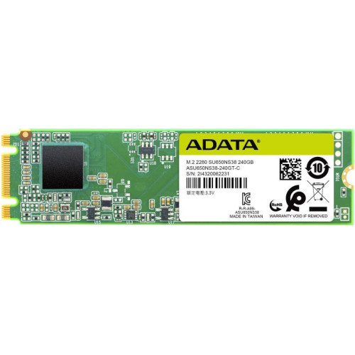 Накопитель твердотельный ASU650NS38-240GT-C 240GB SSD SU650 M.2 2280 SATA 6Gb/s R/W 550/500 MB/s 3D TLC ADATA 1000570050