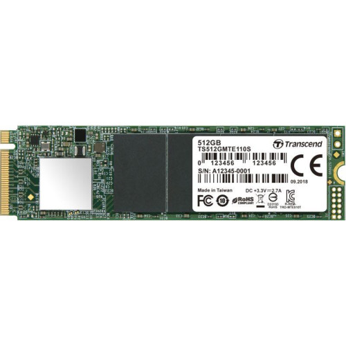 Накопитель твердотельный TS512GMTE110S 512GB M.2 2280 PCIe Gen3x4 3D TLC DRAM-less Transcend 1000473681