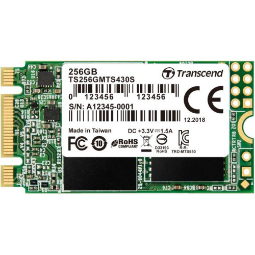 Накопитель твердотельный TS256GMTS430S 256GB M.2 SSD MTS 430 series (22х42мм) R/W: 560/500 Transcend 1000507604