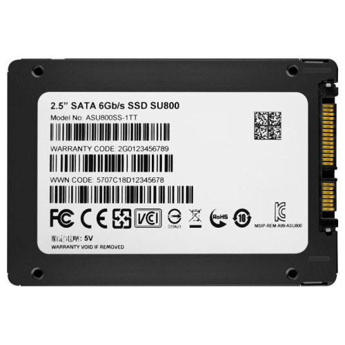 Накопитель твердотельный ASU800SS-1TT-C 1TB SSD SU800 TLC 2.5дюйм SATAIII 3D NAND / without 2.5 to 3.5 brackets ADATA 1000496388