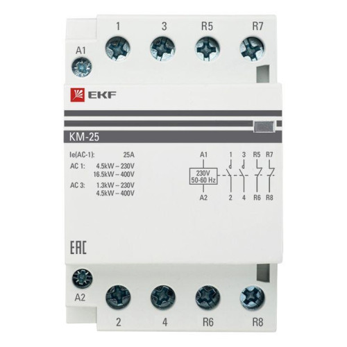 Контактор модульный КМ 25А 2NО+2NC (3 мод.) PROxima EKF km-3-25-22