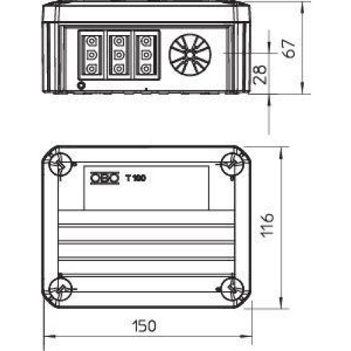 Коробка распределительная 150х116х67мм T100 WB 3S3 OBO 2007813