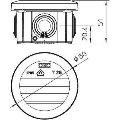 Коробка распределительная 80х51мм T25 RW OBO 2007509