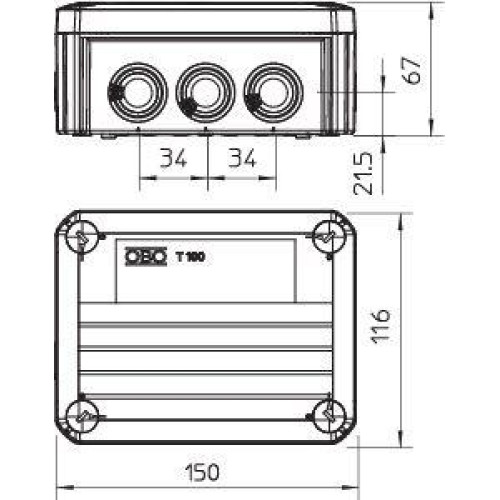 Коробка распределительная 150х116х67мм T100 ED 6-5 OBO 7205530