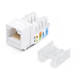 Вставка Keystone Jack RJ45 кат.6 KJ-RJ45-Cat.6-90-SW заделка тип 110 со стяжкой бел.Cabeus 10071c