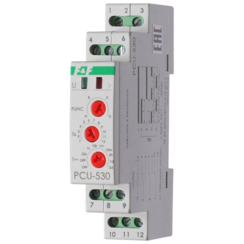 Реле многофункциональное PCU-530 (1 модуль; монтаж на DIN-рейке 100-264В AC/DC 3х8А 3NO/NC IP20) F&F EA02.001.025