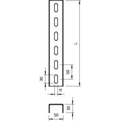 Профиль U-образный 30х50 L800 2мм US 3 80 FS OBO 6342314