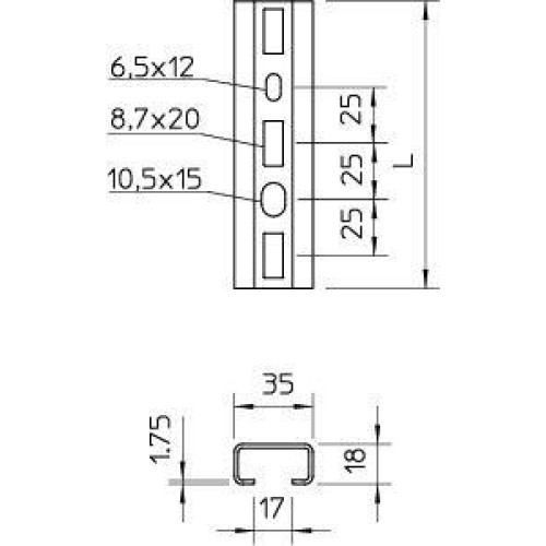 Рейка профильная 35х18 L2000 1268 SL 2M FS (дл.2м) OBO 1104454