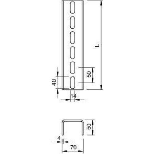 Профиль U-образный 70х50 L6000 US 7 600 VA4301 OBO 6341993