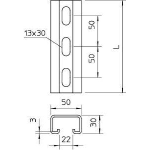 Рейка монтажная 2000х50х30 CPS 5 L 2M VA (дл.2м) OBO 1121480