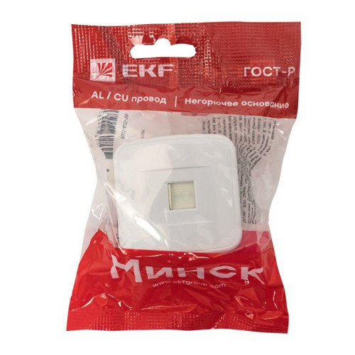 Розетка компьютерная 1-м ОП Минск RJ45 1А 120В бел. Basic EKF EGK01-035-10