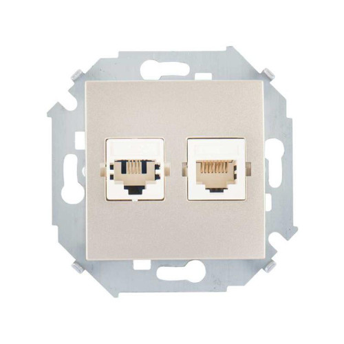 Розетка компьютерная 2-м Simon 15 RJ45 кат.5E Systimax механизм шампань Simon 1591593-034