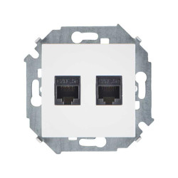 Розетка компьютерная 2-м Simon 15 RJ45 кат.5E AMP механизм бел. Simon 1591552-030