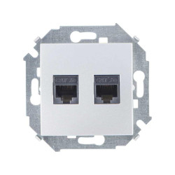 Розетка компьютерная 2-м Simon 15 RJ45 кат.5E AMP механизм алюм. Simon 1591552-033