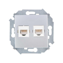 Розетка компьютерная 2-м СП Simon 15 RJ45 кат.5E Systimax механизм алюм. Simon 1591593-033