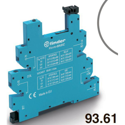 Розетка MasterBASIC с винт. клеммами (с зажимной клетью) для реле 34 серии 24В DC в комплекте пластик. клипса опции: LED FINDER 93617024