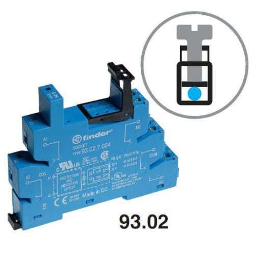 Розетка с винт. клеммами (с зажимной клетью) для реле 41 серии 220В DC в комплекте пластик. клипса опции: LED FINDER 93020240