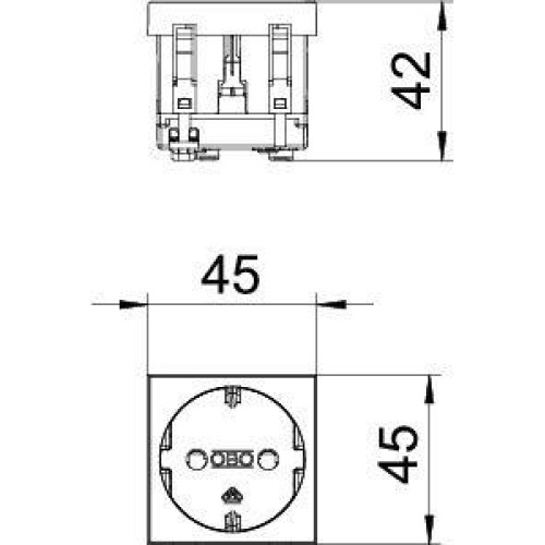 Розетка 1-м 1мод. STD-D0 AL1 16А 250В 0град. с заземл. защ. шторки алюм. OBO 6120018