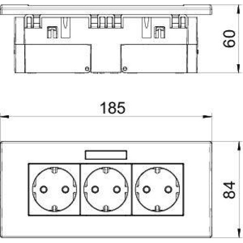 Блок розеточный 3-м AR45 3хModul45 DE-RW D0RW3B 16А 84х185х59мм укомплектован. с маркир. бел. OBO 6119433