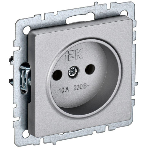 Розетка BRITE РС10-1-0-БрА 10А без заземл. без защ. шторок алюм. IEK BR-R10-10-K47