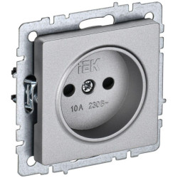 Розетка СП BRITE РСш10-2-БрА 10А без заземл. защ. шторки алюм. IEK BR-R13-10-K47