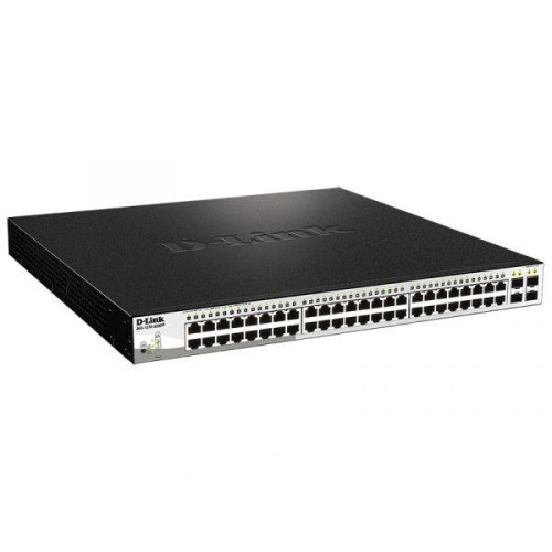 Коммутатор настраиваемый DGS-1210-52MPP/E2A WebSmart (48 порта 10/100/1000Base-T; PoE 802.3af/802.3at (30Вт) + 4 порта 1000Base-X SFP; PoE-740Вт D-link 1857390