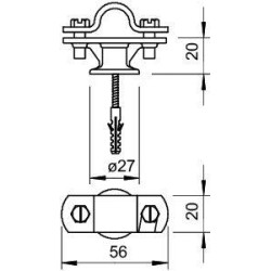 Держатель для стержня Rd16 с винтом и дюбелем 113 B-Z-HD OBO 5412803