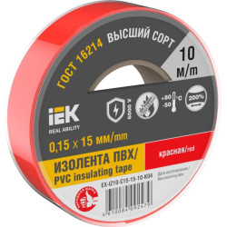 Изолента 0.15х15мм (рул.10м) красн. IEK EX-IZ10-C15-15-10-K04